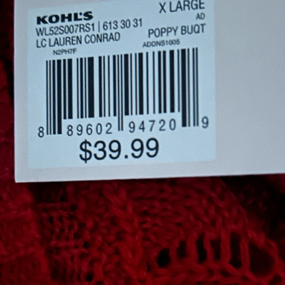NWT LC Lauren Conrad Red Ruffled Knit Top Sz XL $40 - Picture 6 of 6